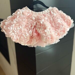 Pink Floral Rosette Kids Formal Skirt